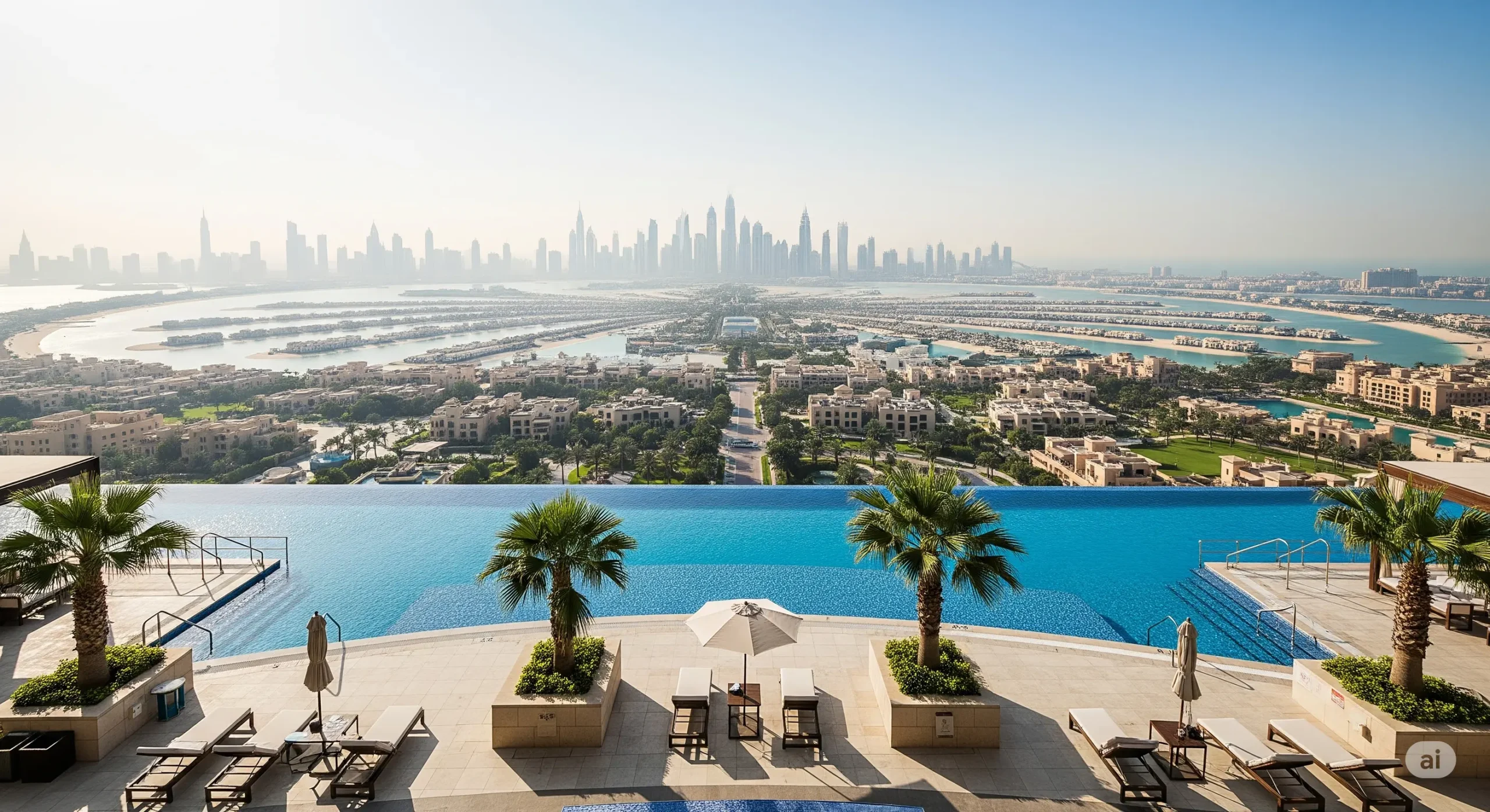 Atlantis The Royal's Cloud 22 infinity pool with stunning Dubai skyline views.