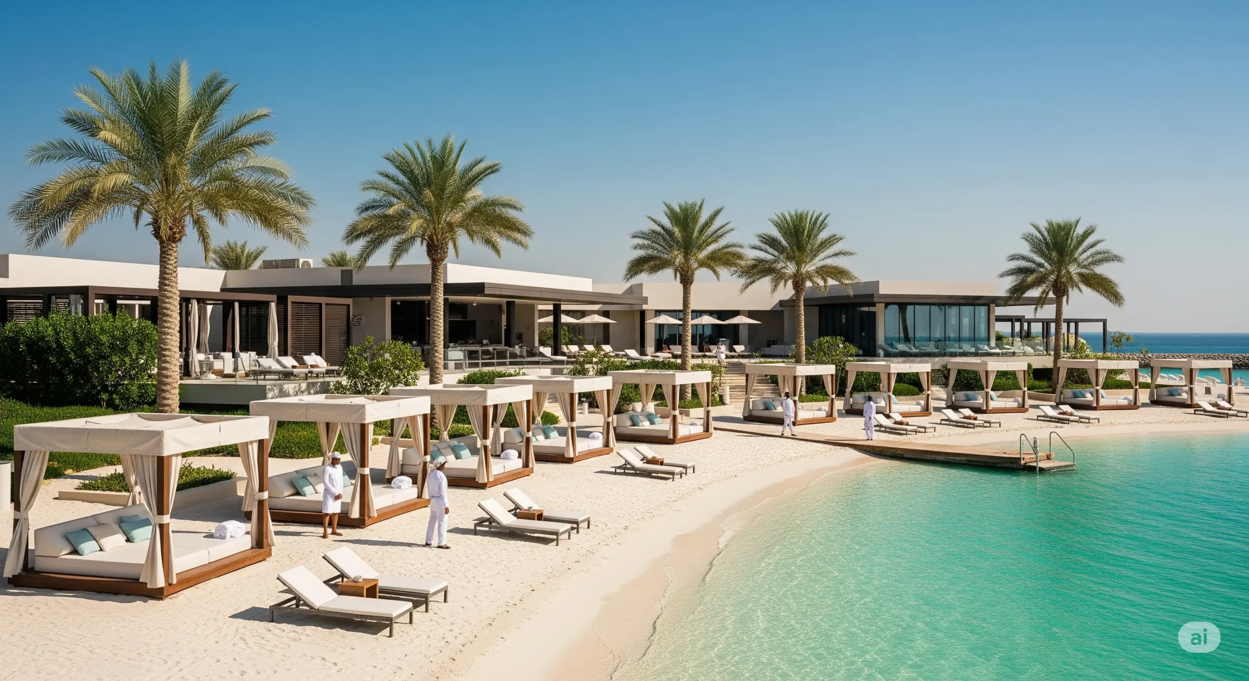 Private beach club in Abu Dhabi, showcasing elite bespoke experiences in UAE.