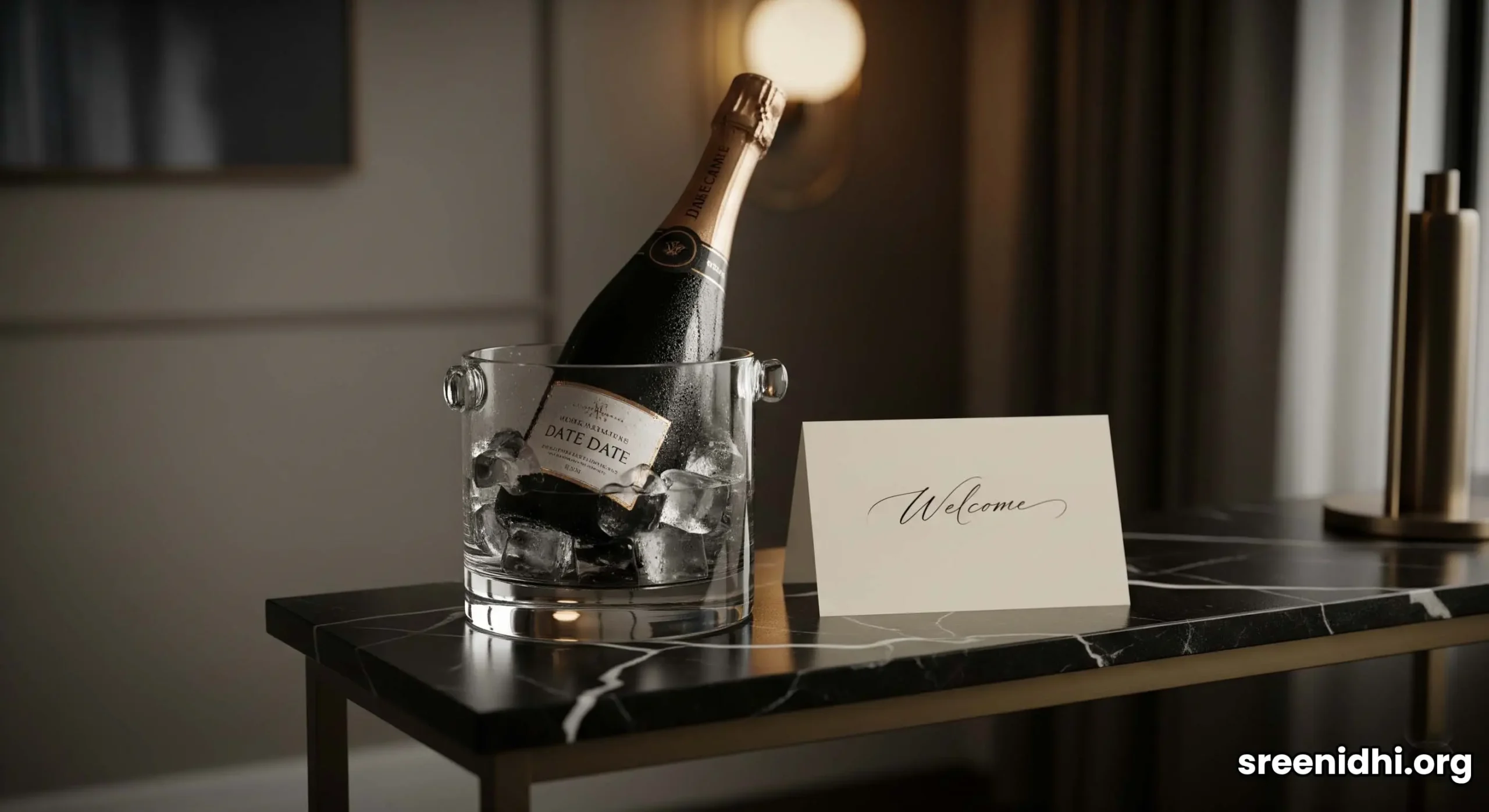 A bespoke welcome gift in a Downtown Dubai serviced apartment, showing personalized luxury and attention to detail.