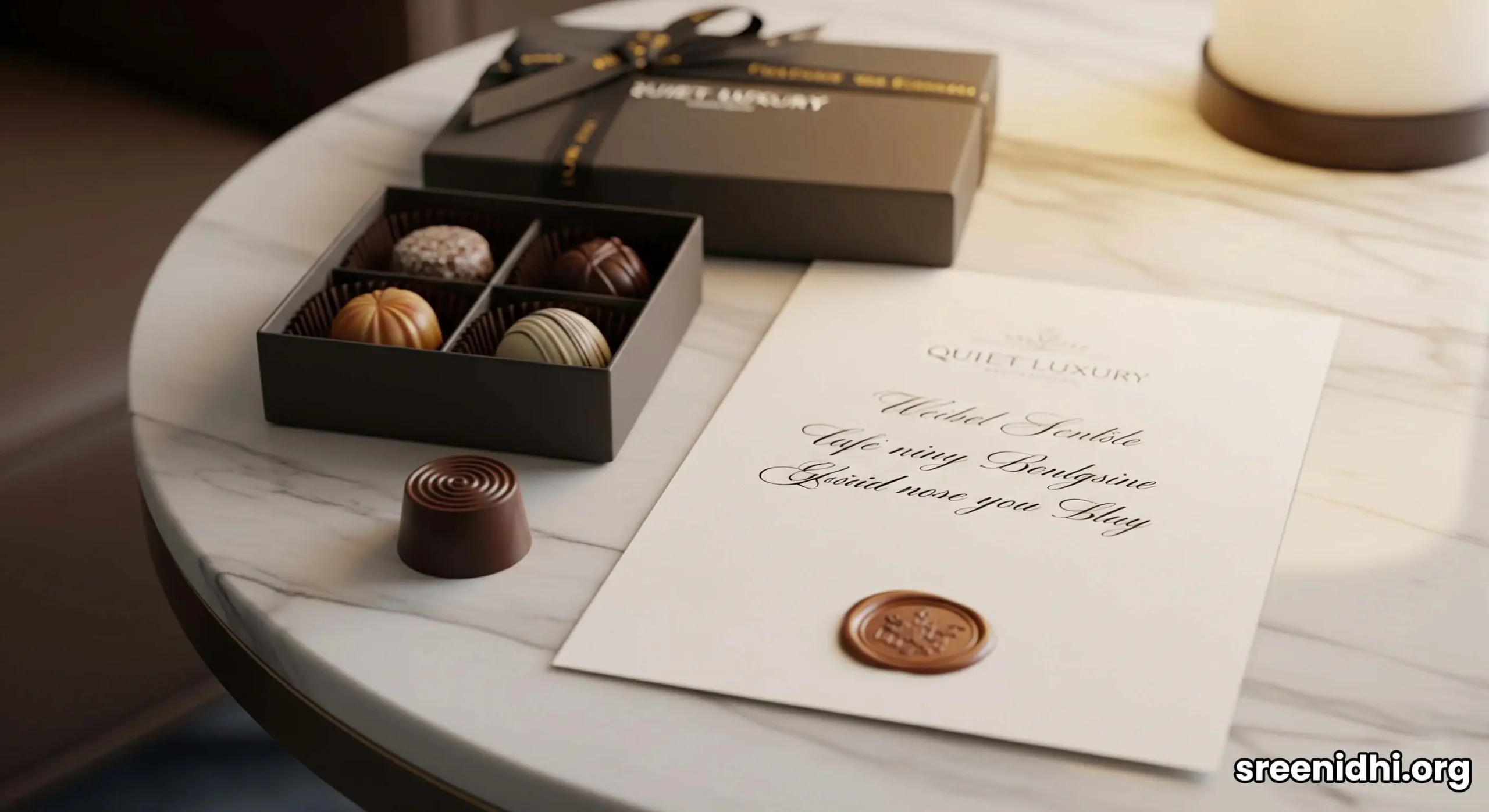A luxurious welcome gift of gourmet dates and a personalized note inside a Ritz-Carlton desert villa.